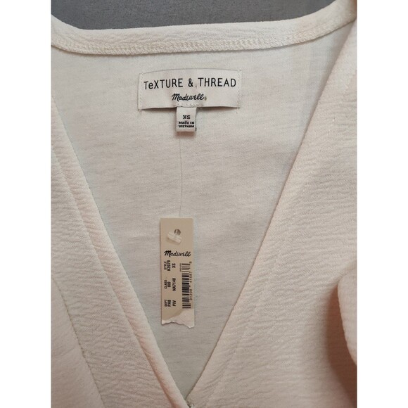 Women's Madewell Texture and Thread Long Sleeve Crepe Wrap Top XS Cream - Picture 6 of 7